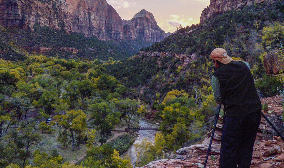 Robert Castellino photographing Zion Canyon at sunset